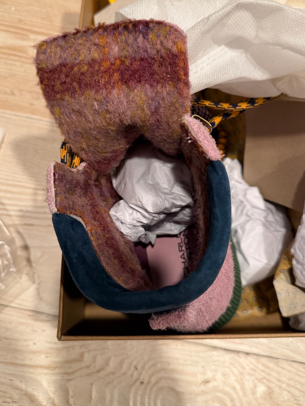 Charlotte Stone Tyler Suede Lace-Up Ankle Boots in Lavender and Green NWT NIB - Picture 4 of 7
